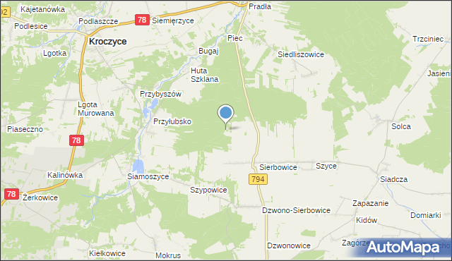 mapa Gajówka Sierbowice, Gajówka Sierbowice na mapie Targeo